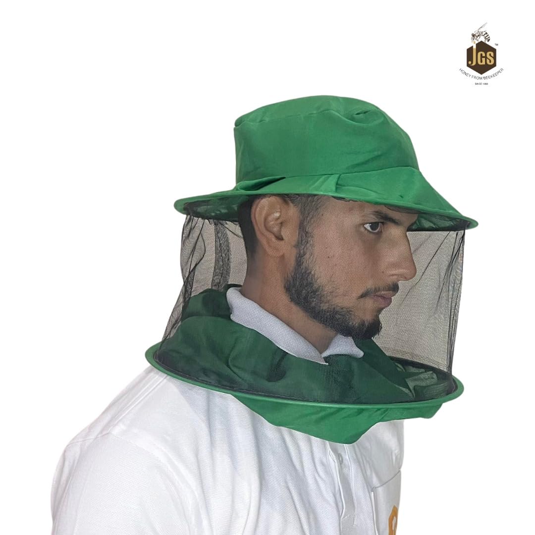 JGS Bee Cap Honeybee Cap | Bee Veil for Protection of Face from Honey Bee Sting | Sting Protection for Neck and Face (Green) - Image 6 thumbnail