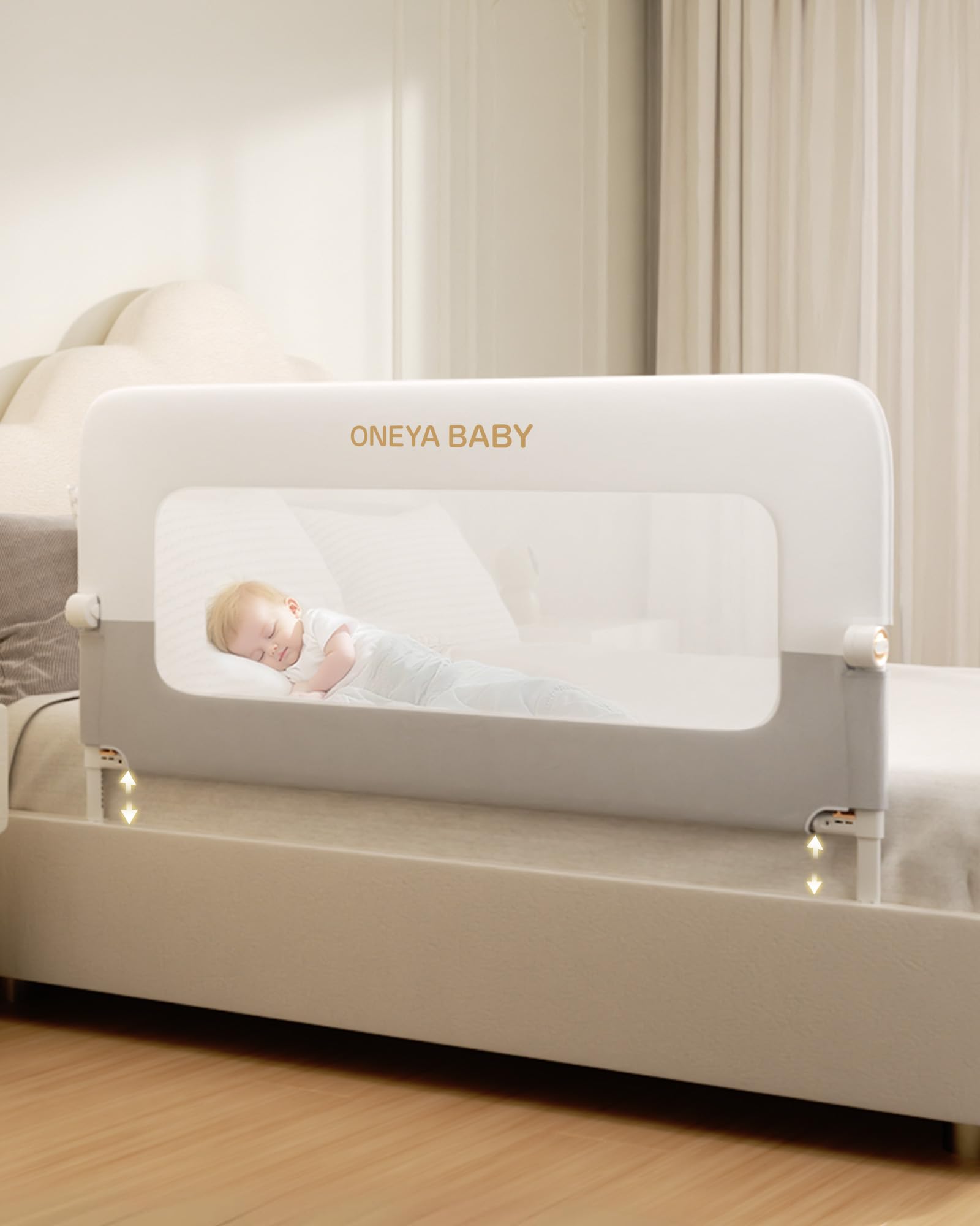 Protector de barandilla para cama de bebé, riel grueso de 48 pulgadas para niños pequeños, extra alto, para niños, barandilla lateral de seguridad para niños, para cama individual, matrimonial, Queen