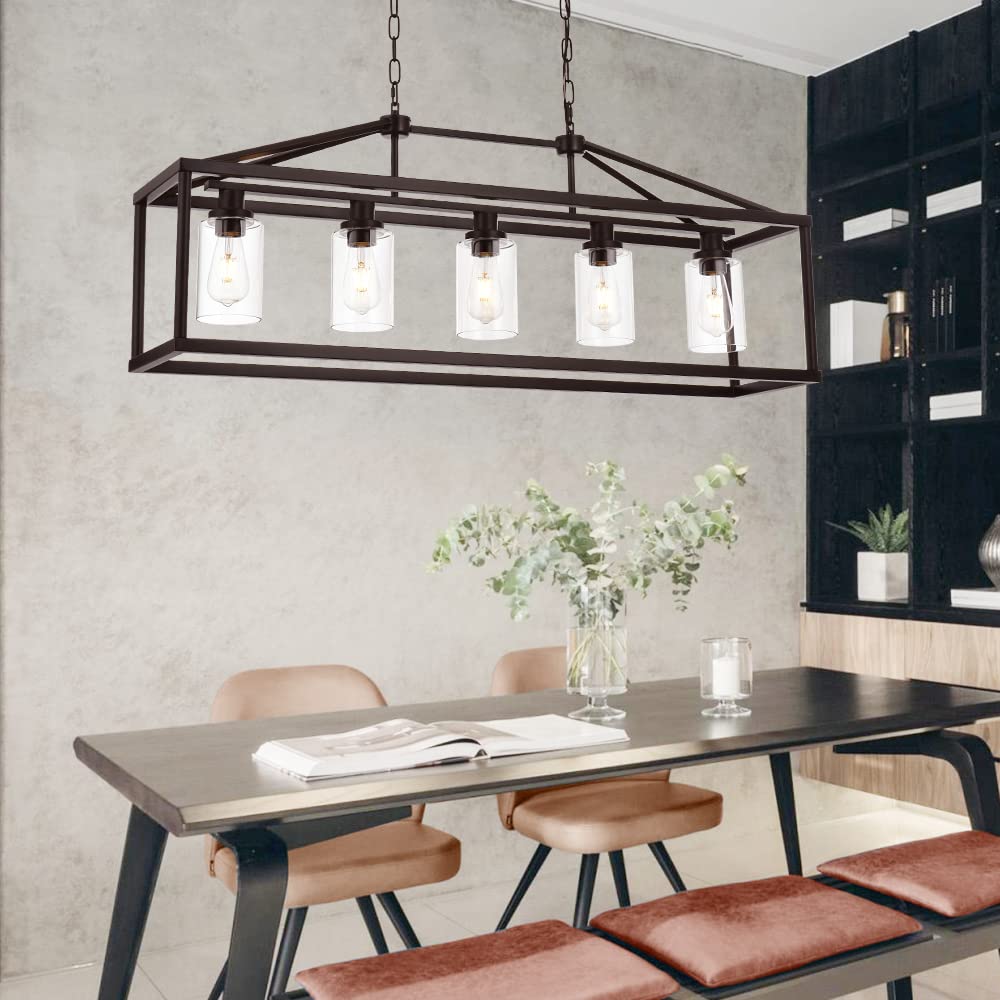 BONLICHT Industrial Rustic Farmhouse Chandelier 5 Light Modern