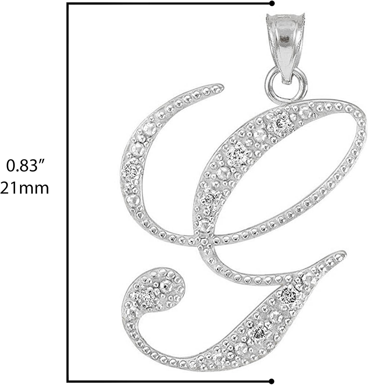 Claddagh Gold 925 Sterling Silver CZ Script Initial Letter Pendant Necklace - Choice of Letters