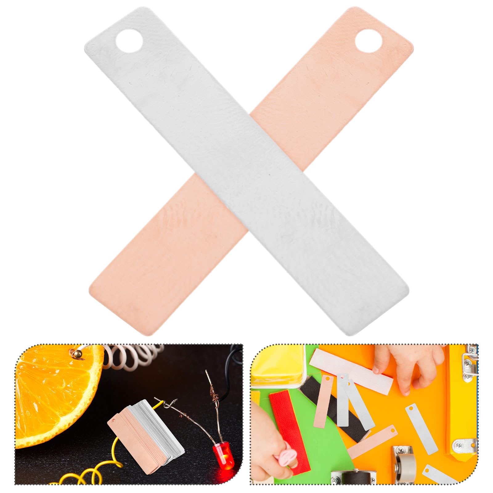 FRCOLOR 20 Piezas de Tiras de Cobre y Zinc para Experimentos Científicos y Educativos en Laboratorio, Material de Electrodos para Baterías y Proyectos Escolares