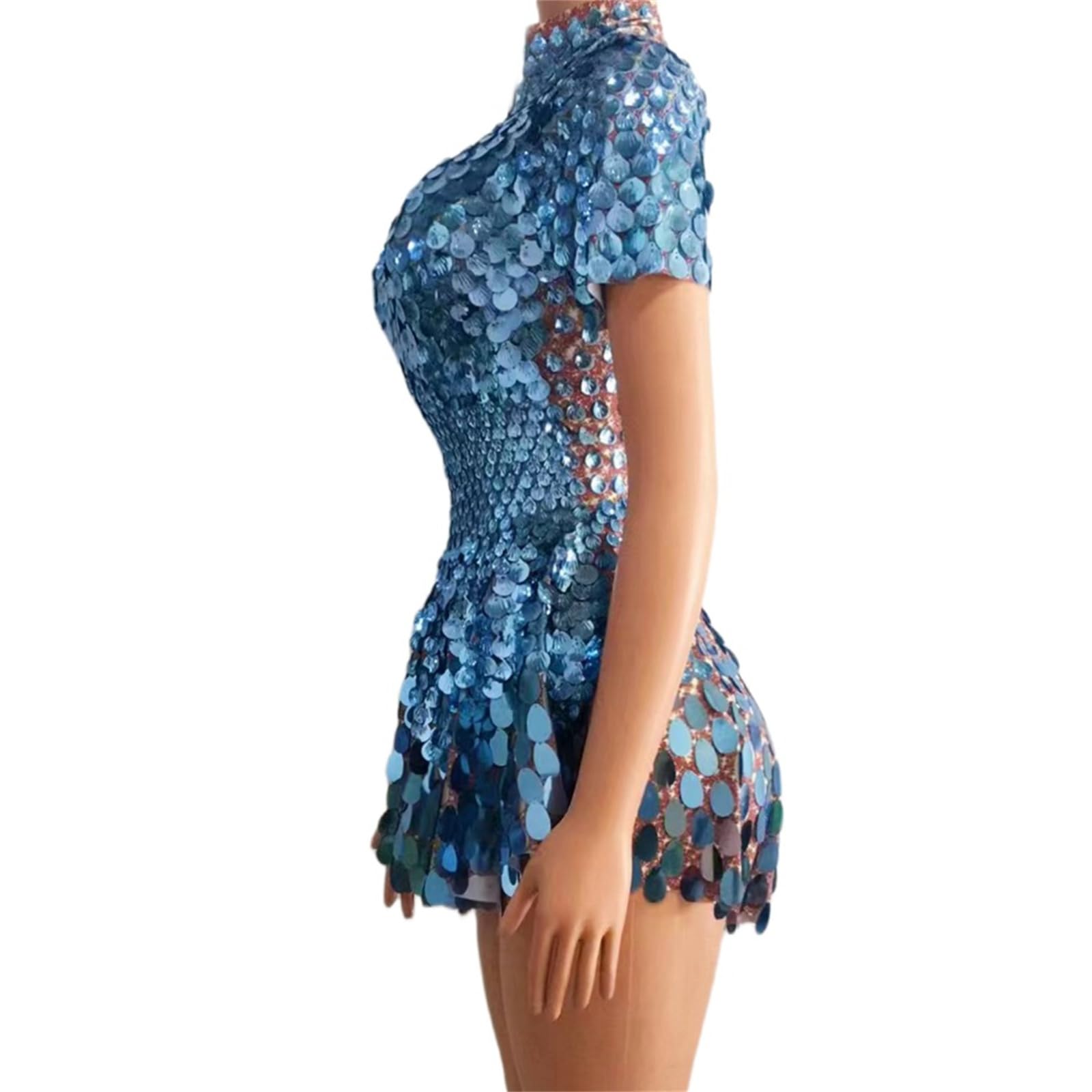 Farbige Pailletten, Tanzkleidung, flexibles Design, figurbetontes Kleid, bequem zu tragen für Motto-Partys und Tanzwettbewerbe, Party, Tanzbekleidung