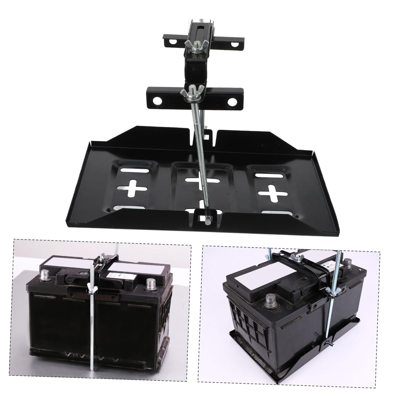 Support de Batterie de Voiture Noir en Fer, 1 Set