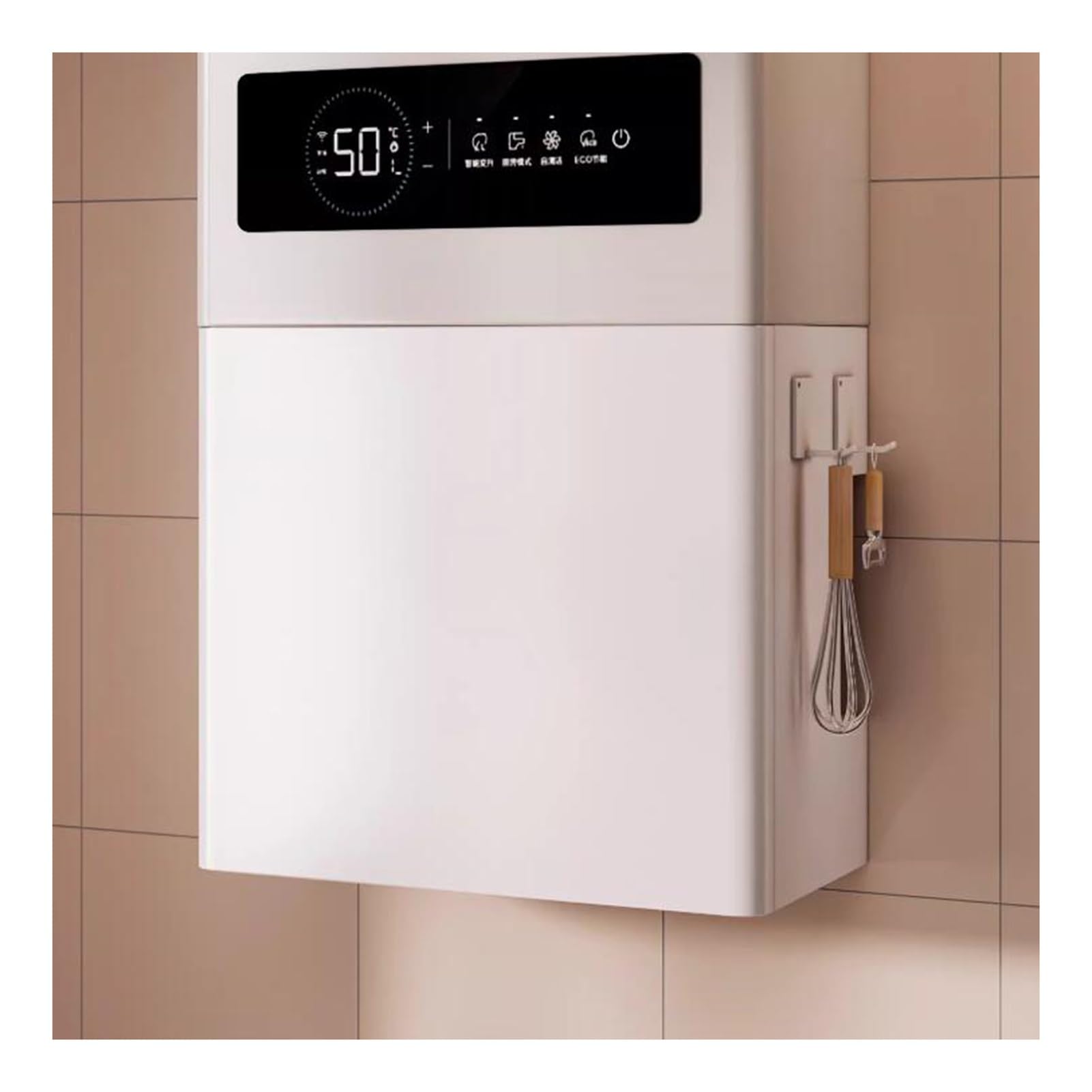 Corrector de cables y organizador para ocultar el calentador de agua en la pared de casa