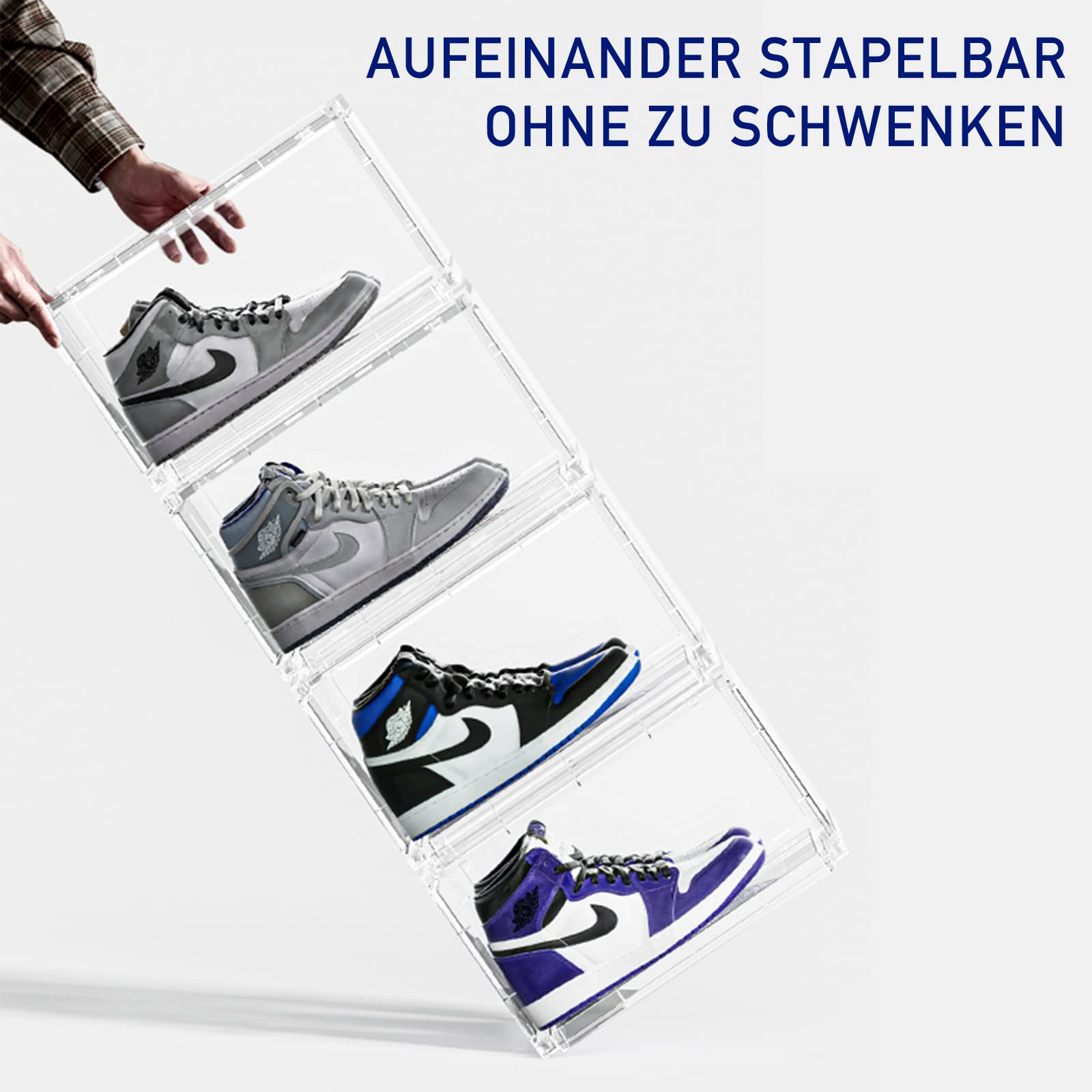 PUCHIKA Schuhbox, Schuhboxen stapelbar durchsichtig, Schuhboxen 6er-Set, durchsichtiges Schuhbox, Schuhkarton Kunststoff, Schuhaufbewahrungsbox für Schuhe, Größe 36x28x22cm, durchsichtig klar, Typ-H