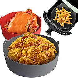 Forma de Silicone para Air Fryer Asadeira Elétrica Forno Microondas Reutlizável (Cinza)