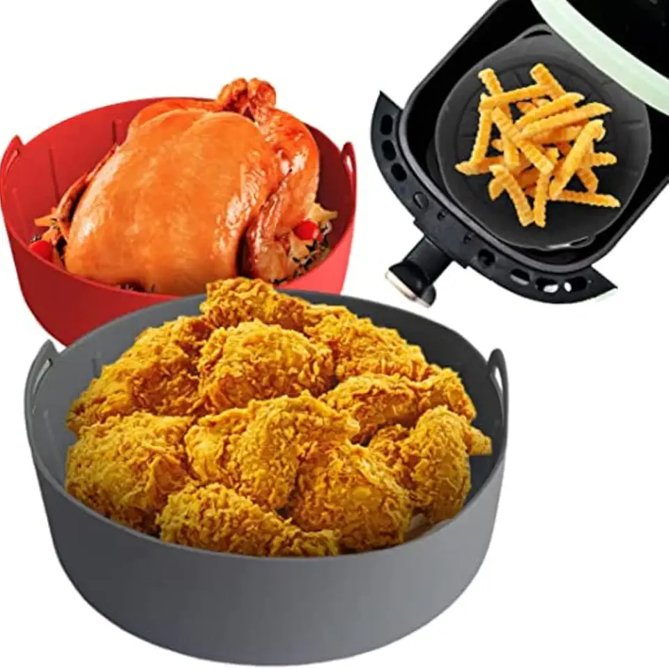 Forma de Silicone para Air Fryer Asadeira Elétrica Forno Microondas Reutlizável (Cinza)