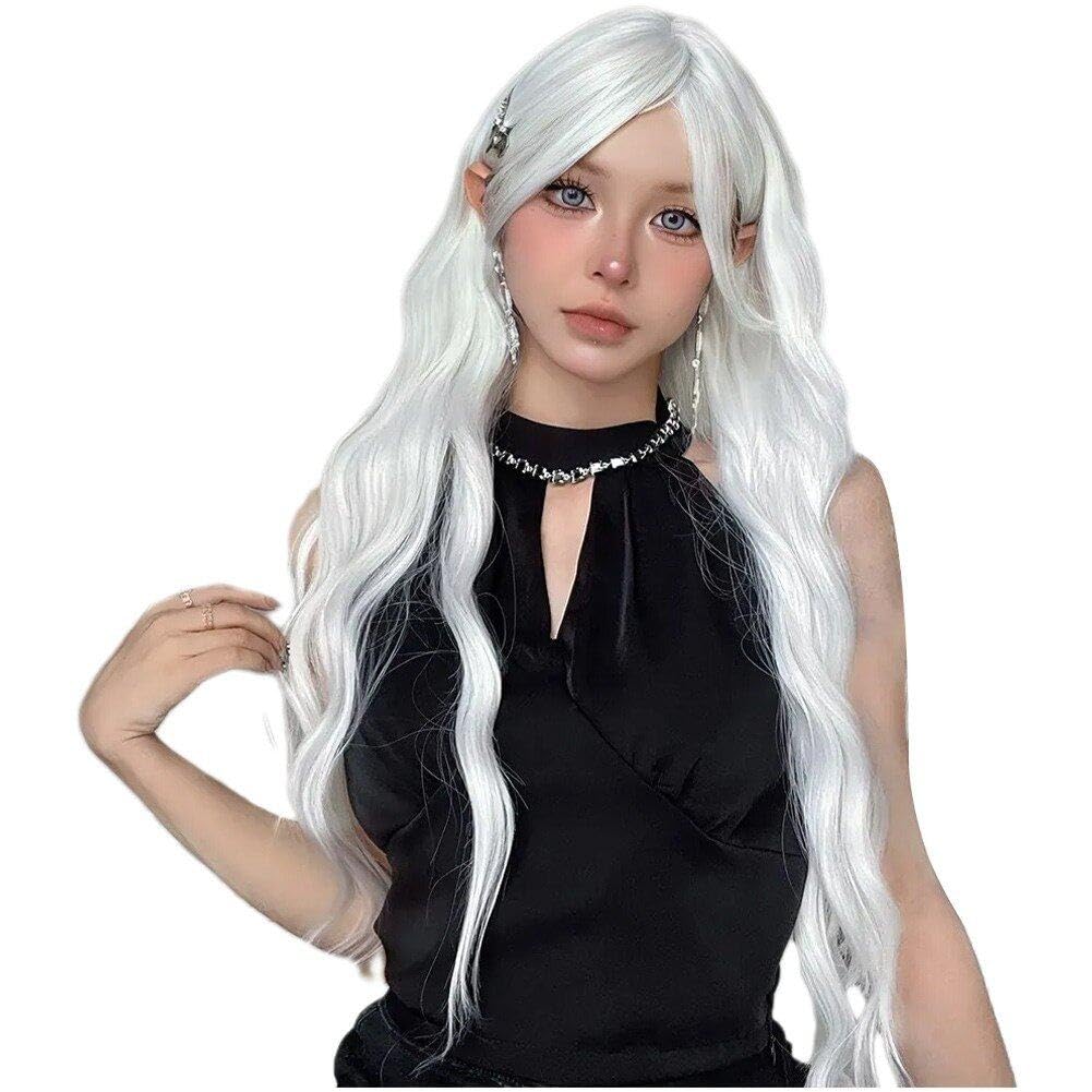 Perruques blanches résistantes à la chaleur et bouclées pour un cosplay d'Halloween réussi