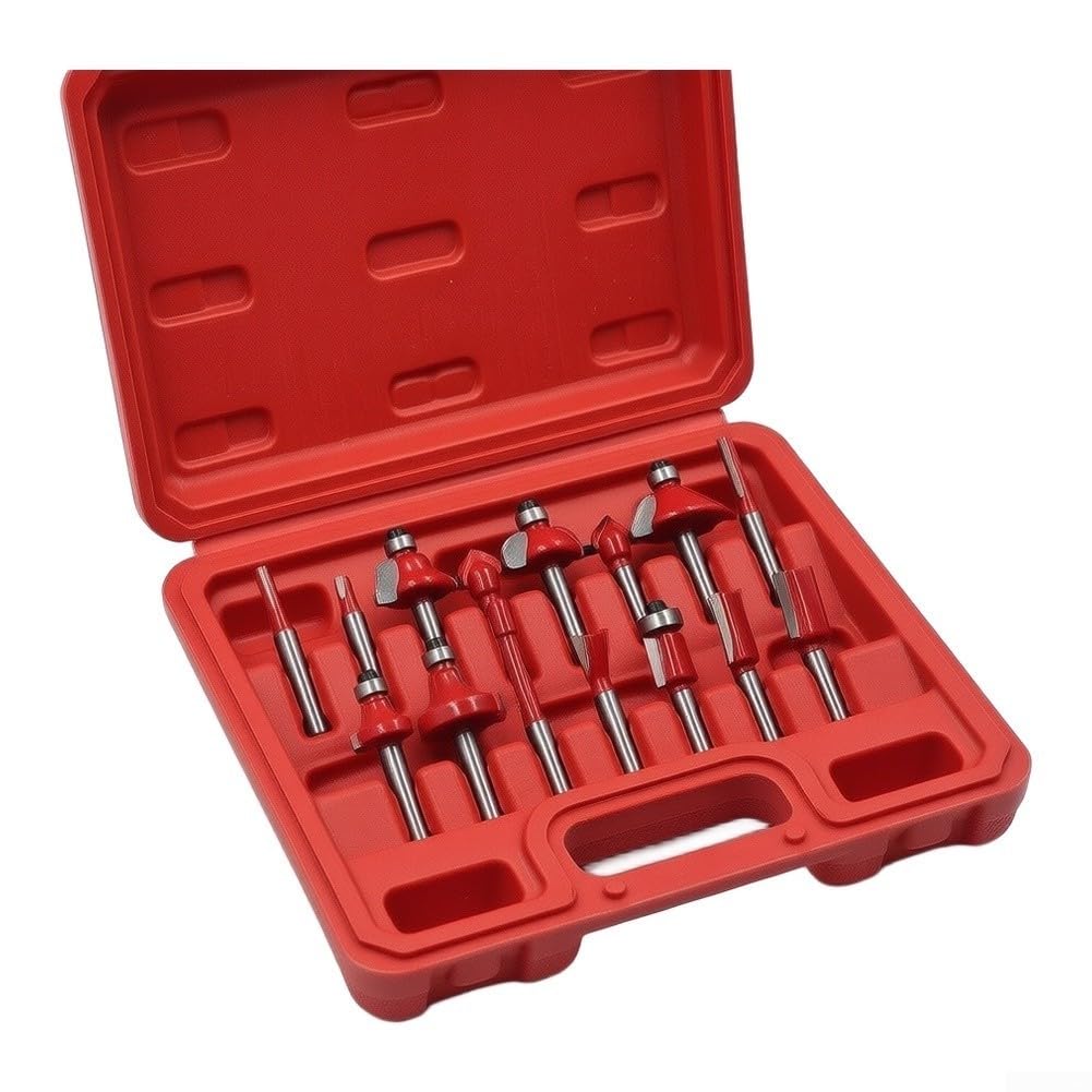 Juego de Fresas para Madera 15 Piezas Mango 6,35mm(Red)
