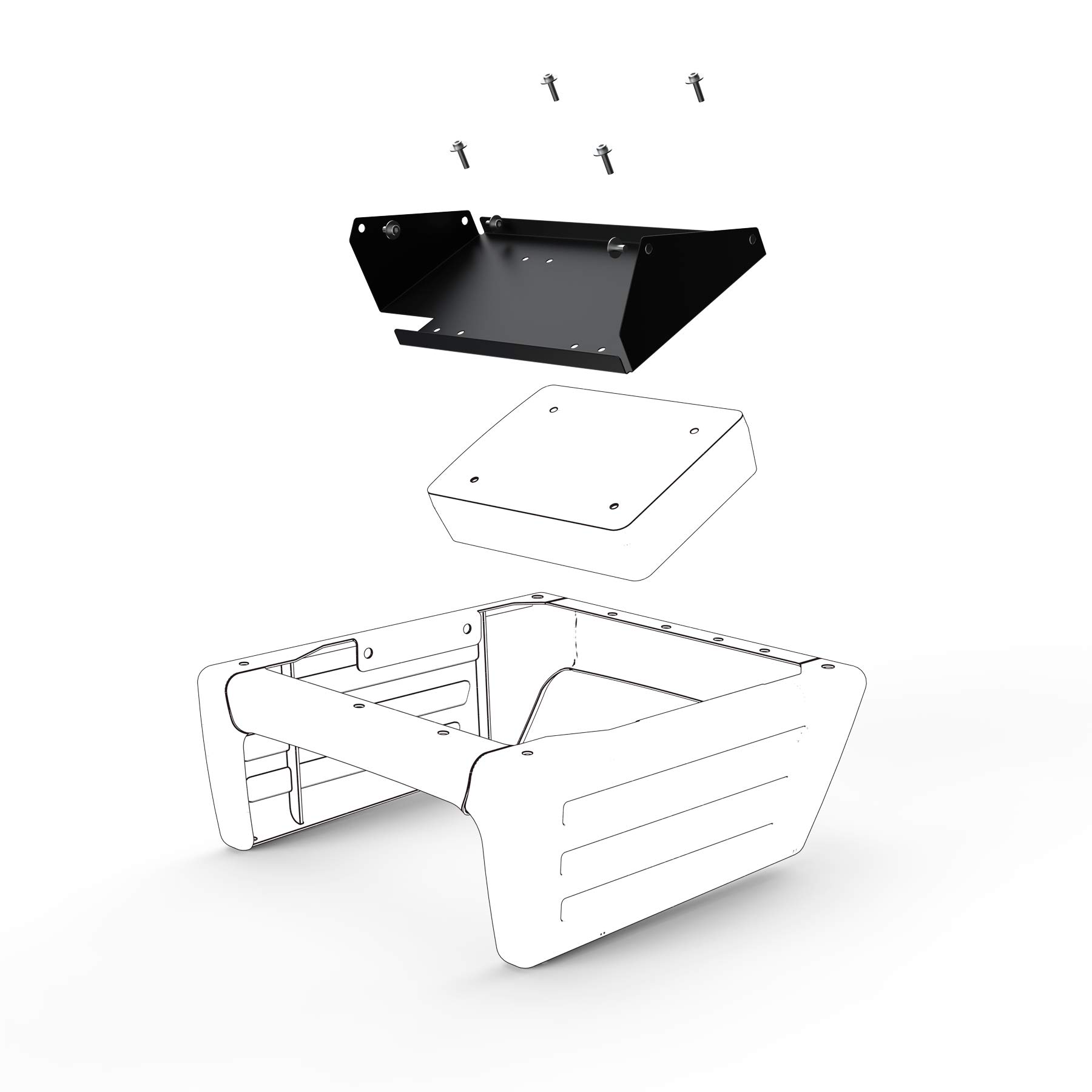 ETON Plug & Play Metall-Halter zur Montage USB 6 Subwoofers in der Sitzwanne des VW T5, T6, T6.1, Einbaukit ideal auch für Reisemobile