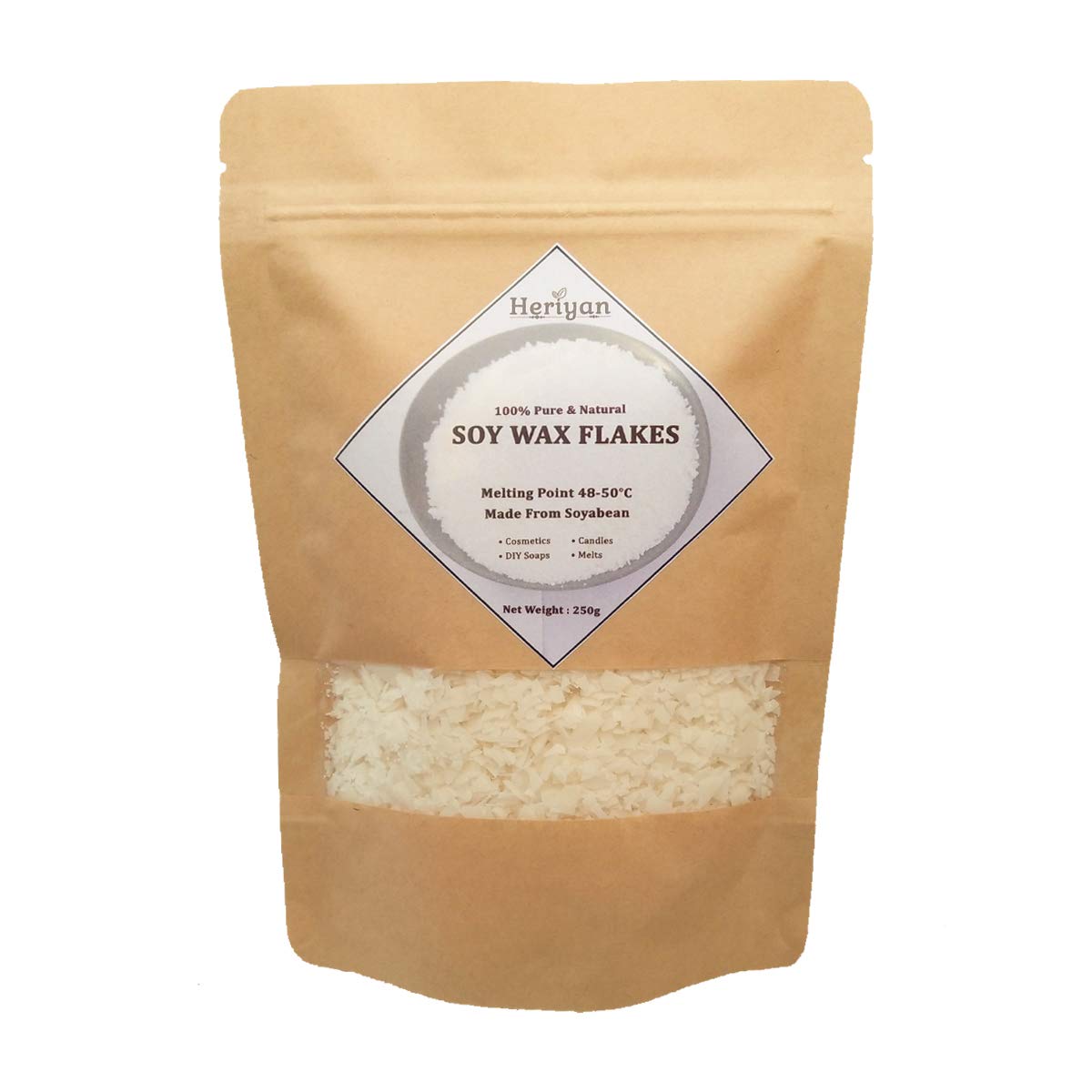 Heriyan Soy Wax Flakes for Crafts and Candle Making 250g