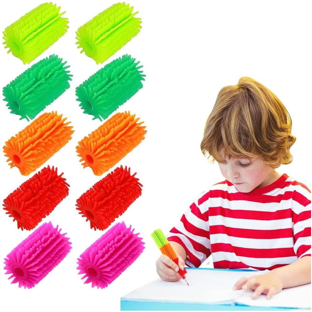 GoodernPencil Grips for Kids,10PCS Pencil Soft Grip Trainer Colorful Pencil Cushion Grips for Preschoolers Kindergarten Children Squishy Pencil Grips for Adults Kids Handwriting Aid Correction Tool
