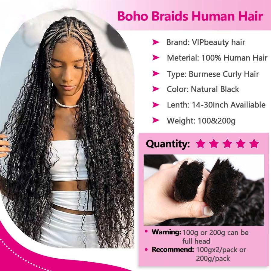 Amazon.com : VIPbeauty 16A Burmese Curly Bulk Human Hair 