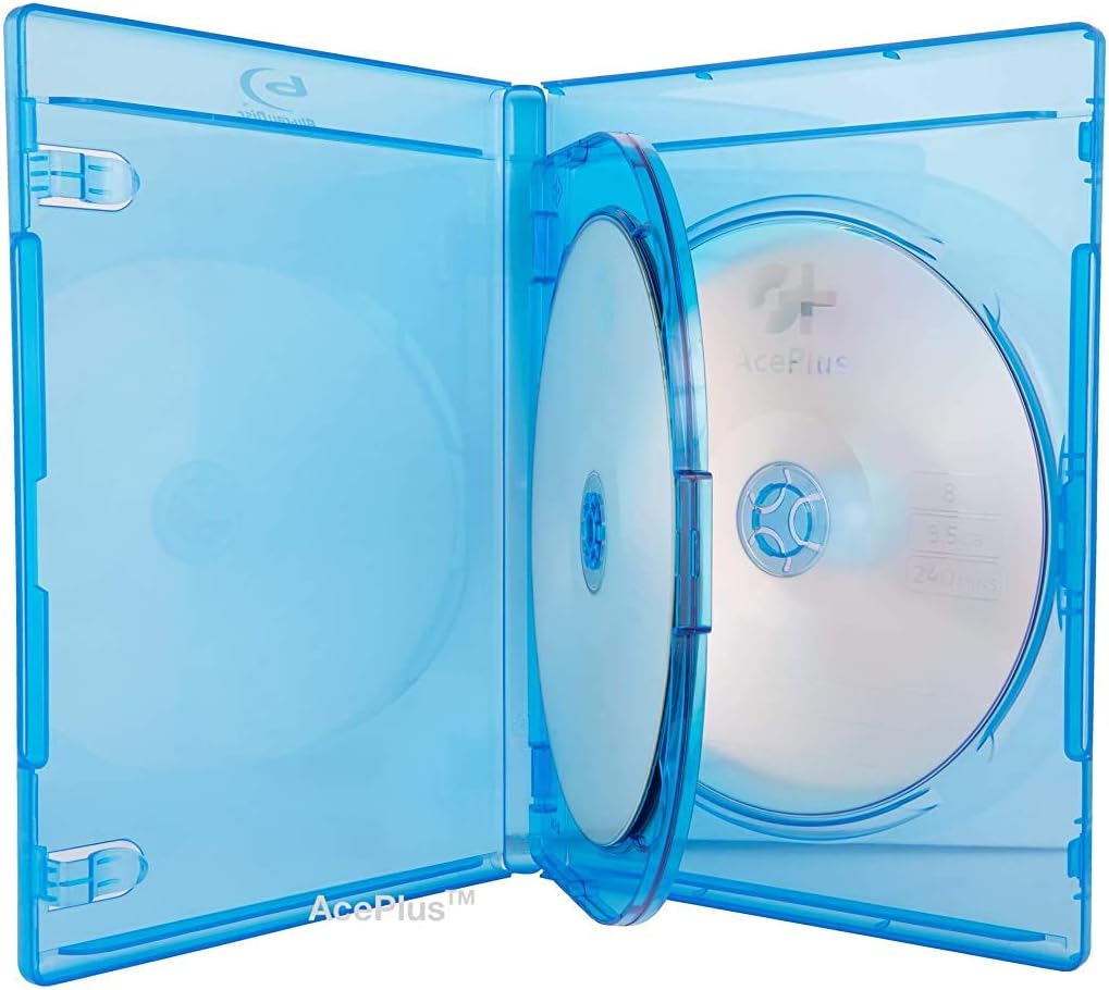 Premium Blu-ray Triple 3-Disc Replacement Cases 12mm Thickness with Screen Printed Logo and Wrap Around Clear Plastic Sleeve (10-Pack)