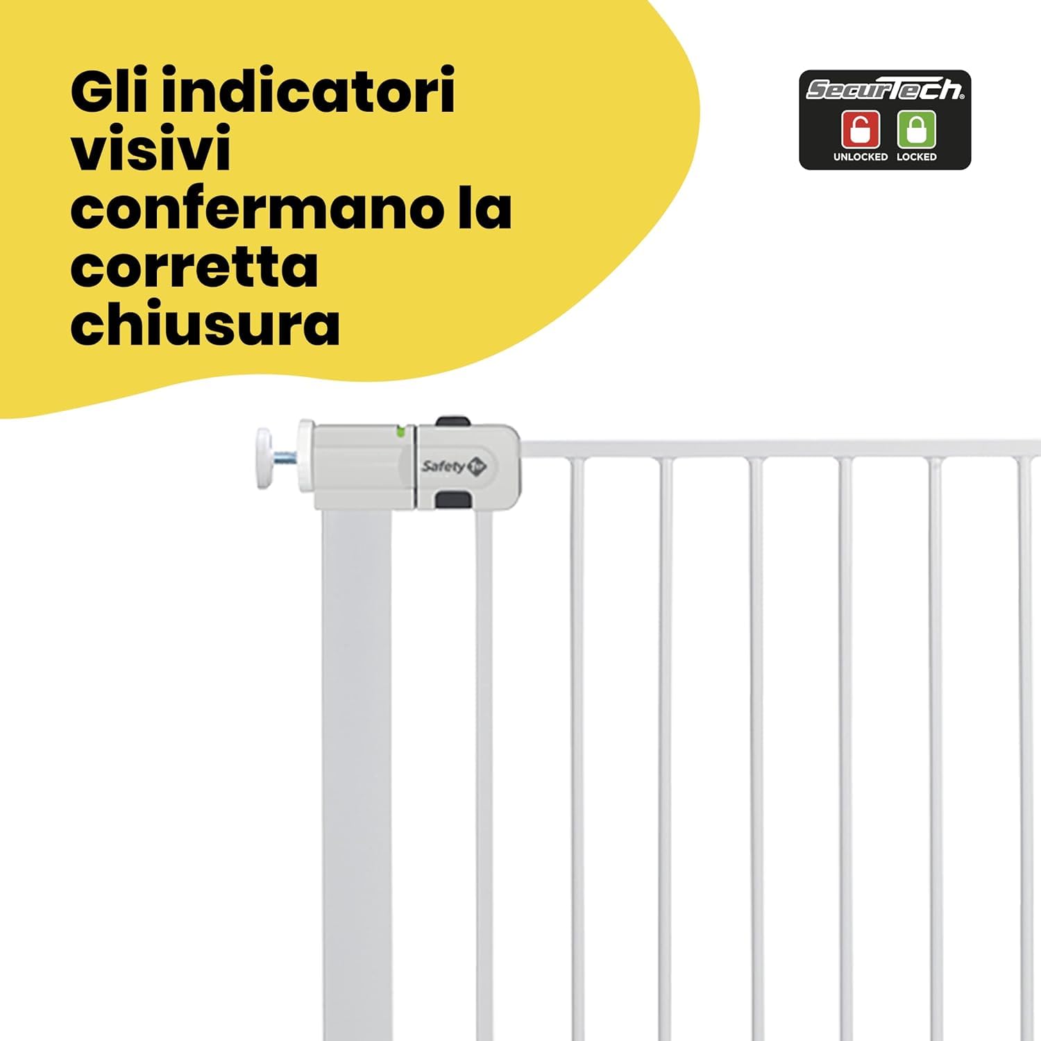 Safety 1st Easy Close Extra Tall Metal Cancelletto di sicurezza alto 91 cm, cancello per bambini, scale, porte e vani con dimensioni 73-80 cm, cancelletto per cani da interno, in metallo colore bianco