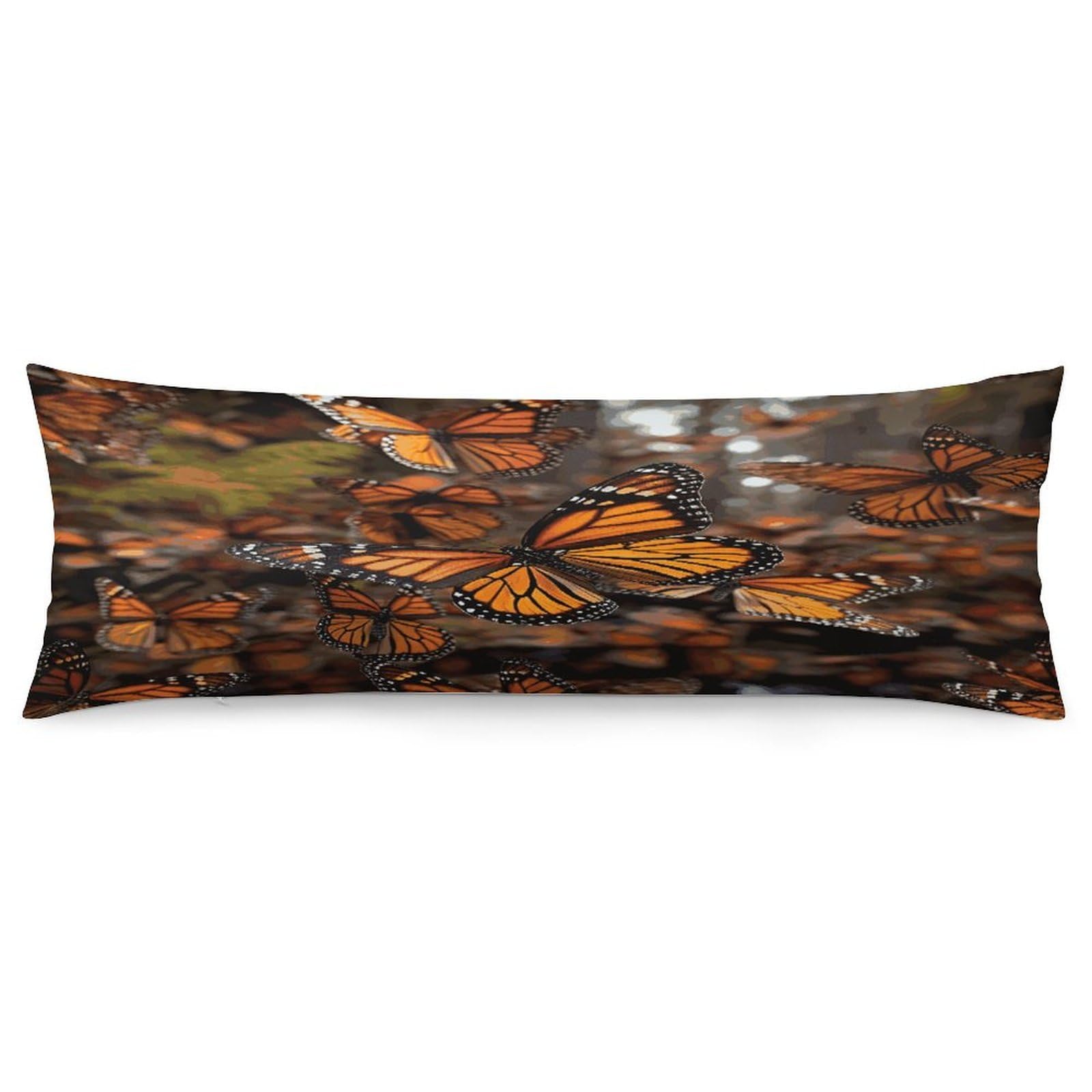 Monarch Butterflies Pillowcase Basics Body Pillow Pillowcase with Zipper Retro Pillows Protector Long Pillow Case Cover for Hot Sleepers and Night Sweats
