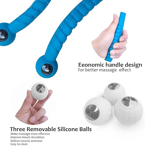 Vista 5 de Masajeador de cuello, masajeador relajante de hombros para alivio del dolor, herramienta de masaje Shiatsu de mano con doble punto de presión