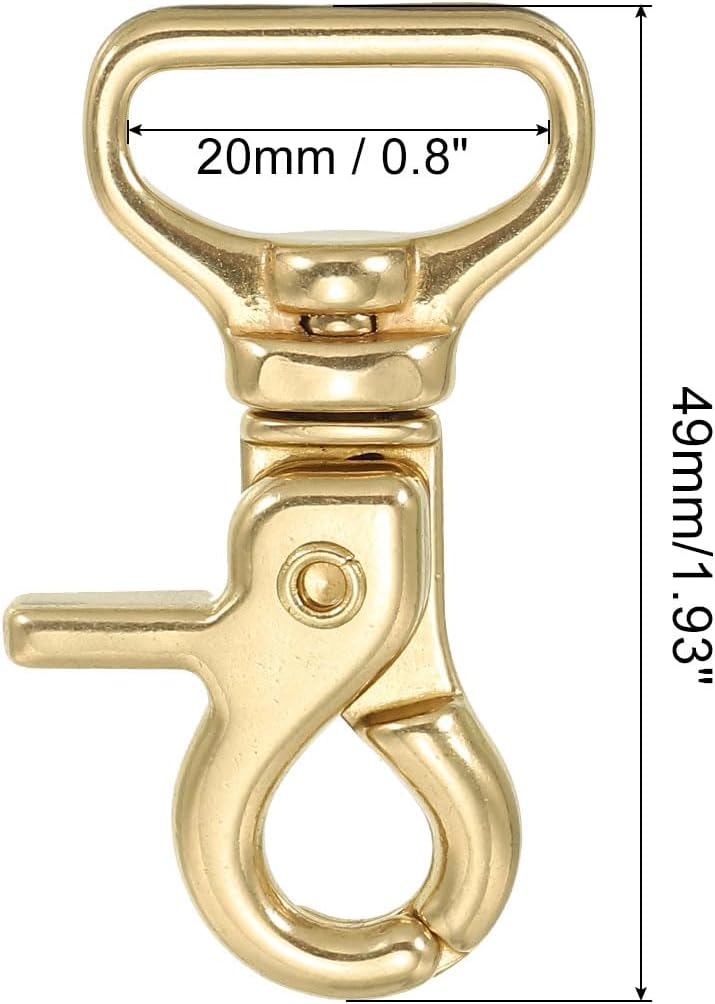 PATIKIL Lobster Clasp Keychains, 3Pcs 3/4 Inch Pure Brass Round Lobster Clasps Swivel Trigger Snap Hook Purse Lanyard Clips for DIY Leather Craft - Image 2