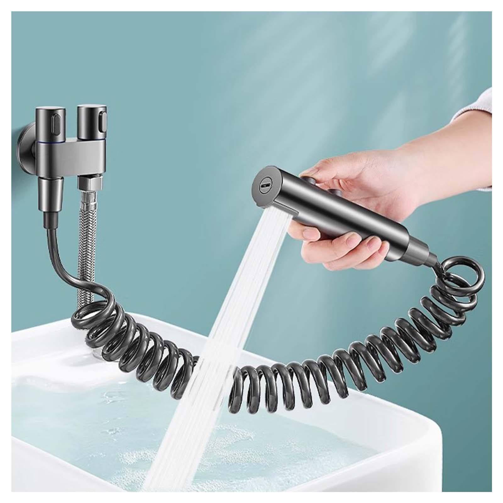 Ducha bidet para WC de alta presión con manguera extensible gris pistola