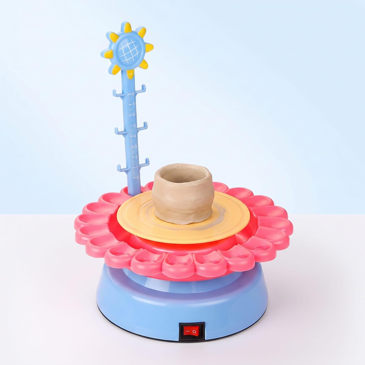 Kids Electric Pottery Wheel Toy Beginner-Friendly Pottery Wheel with Clay Tabletop Ceramic Craft Kit Easy to Use for Beginners, Home, Art Class, Light Pink Blue-image-18