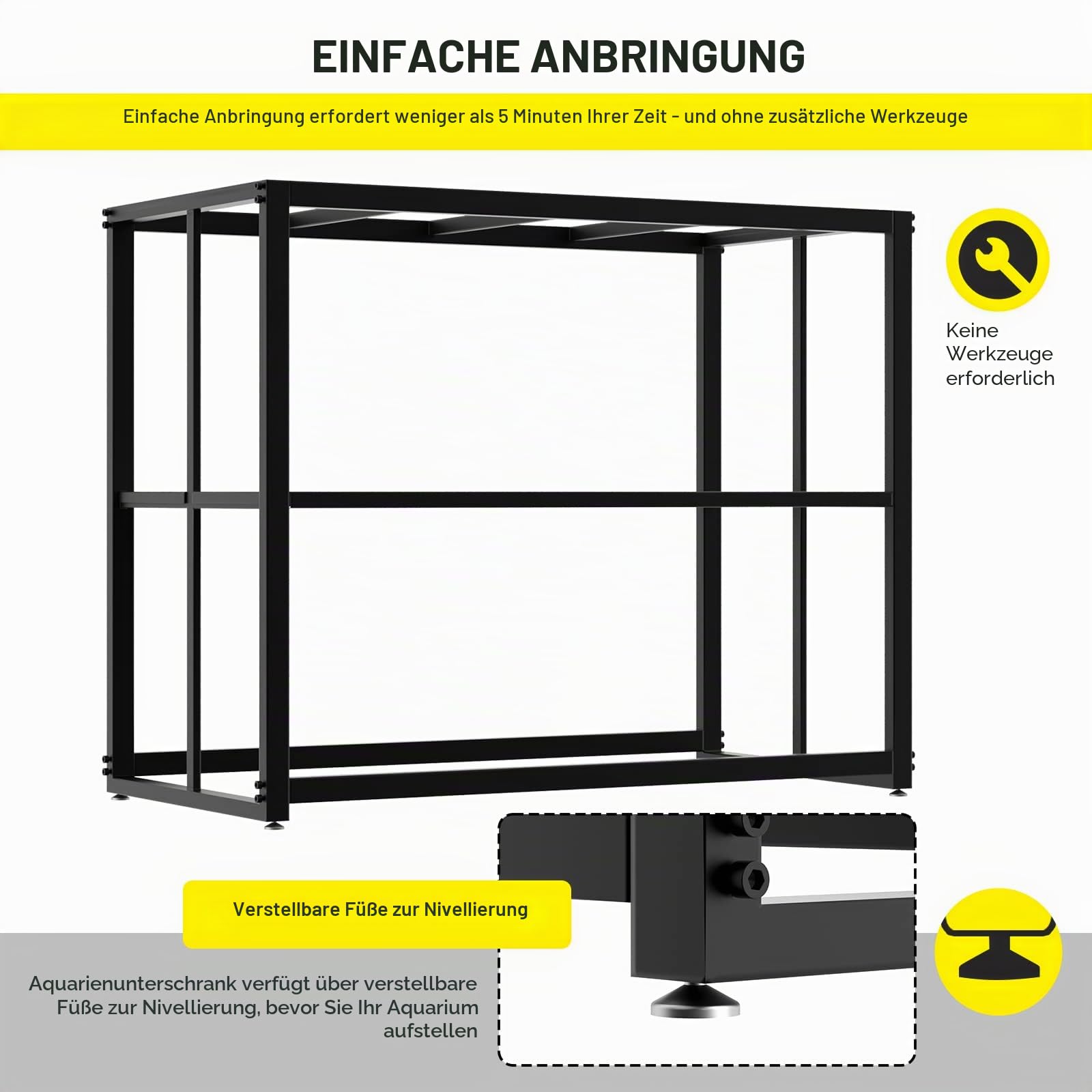 Likeem Aquarium Ständer Metall Aquarium Ständer 40 Gallonen Aquarium Schildkröte Tank 92,7 x 47 x 74,9 cm