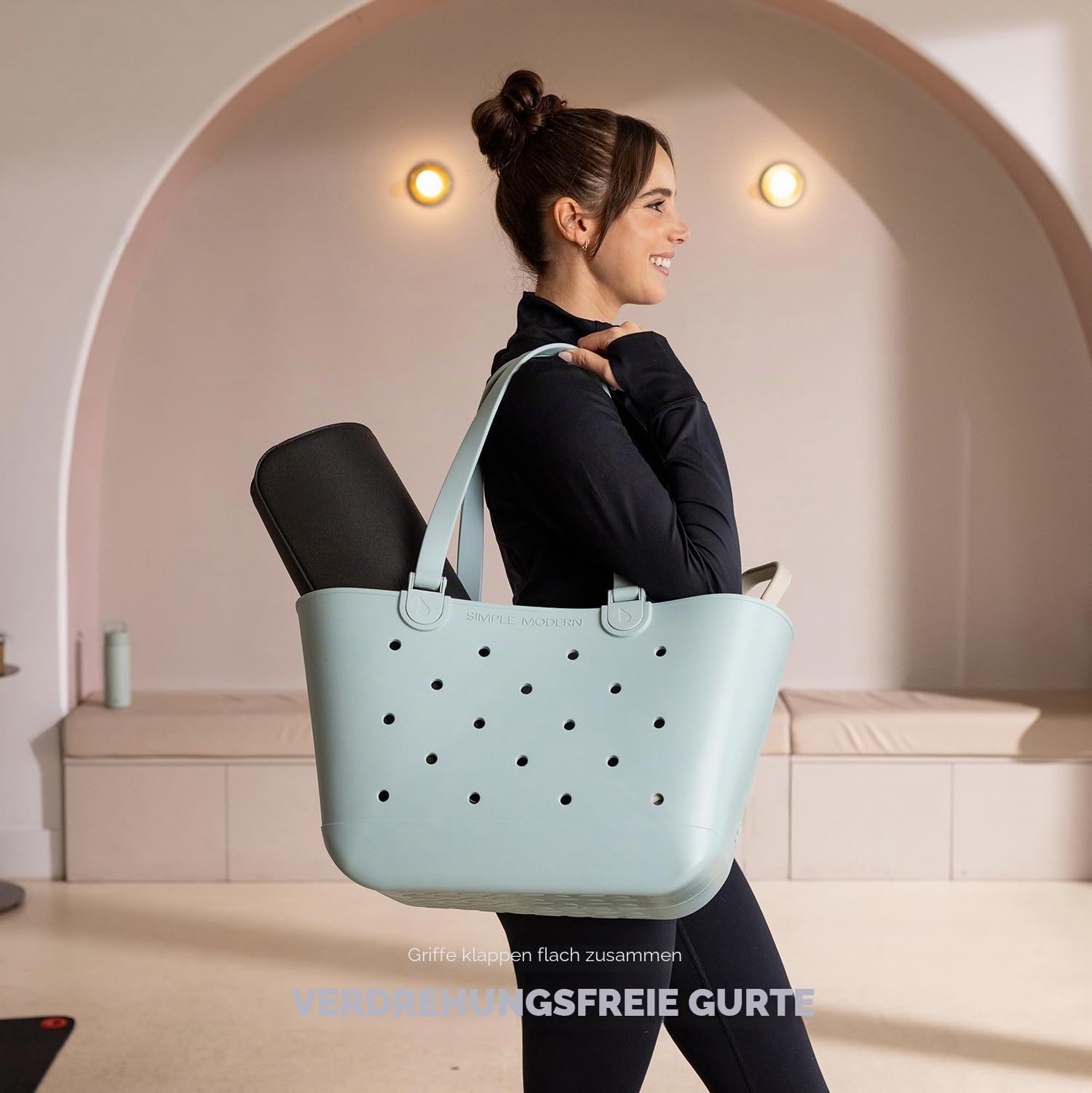 Simple Modern Strandtasche aus Gummi | Große Wasserdichte Tragetasche mit Reißverschlusstasche für Strand, Pool, Boot, Einkäufe, Sport | Getaway Bag Kollektion