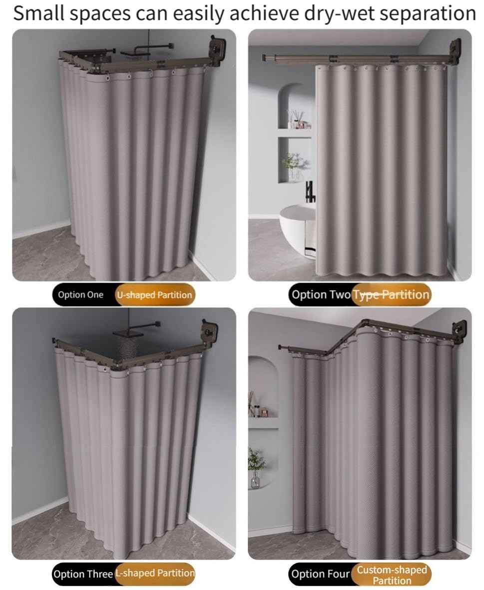 Tenda da Doccia Pieghevole Impermeabile con Asta telescopica Regolabile per Il Bagno, Realizzata in Lega di Alluminio.