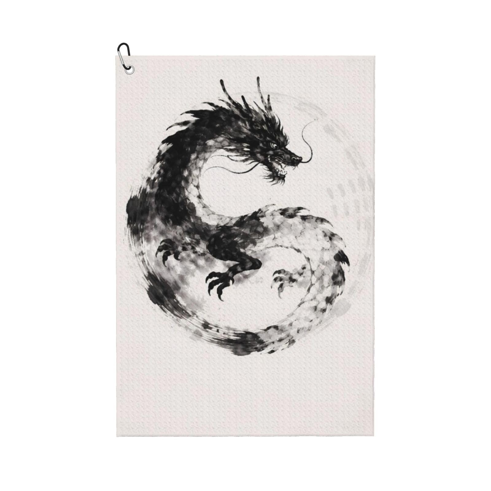 BSDFGSDD Black Watercolor Dragon Golf Towel 24 x 16 inches