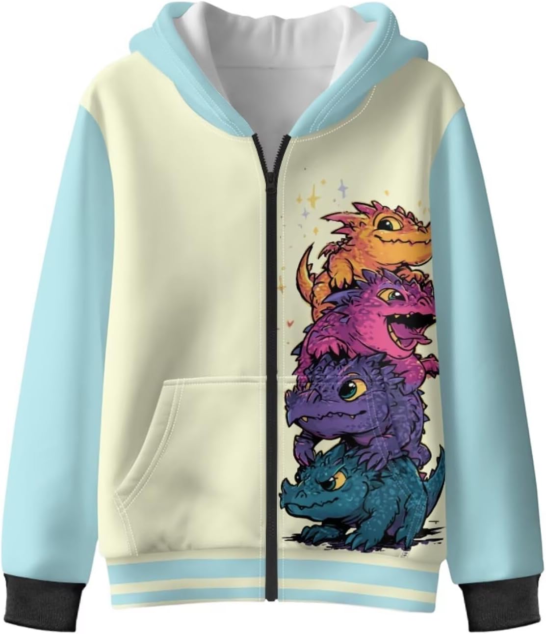 Cute Hooded Sweatshirt Full Zip-Up Fleece Hoodie Soft Long Sleeve Sweatshirts Jackets for Boys Girls