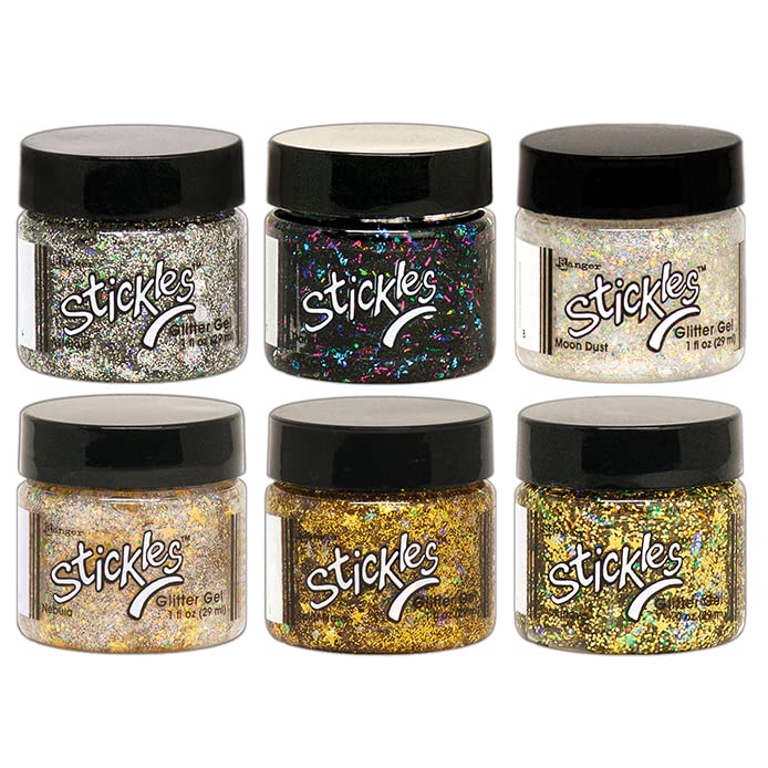 Stickles Ranger Glitter Gels - Asteroid, Dark Matter, Moon Dust, Solar Flair, Nebula and Supernova 6 Item Bundle