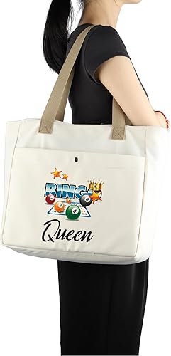 Miniatura 4 de MBMSO Bingo Queen Tote Bag - Bolso grande para amantes del bingo
