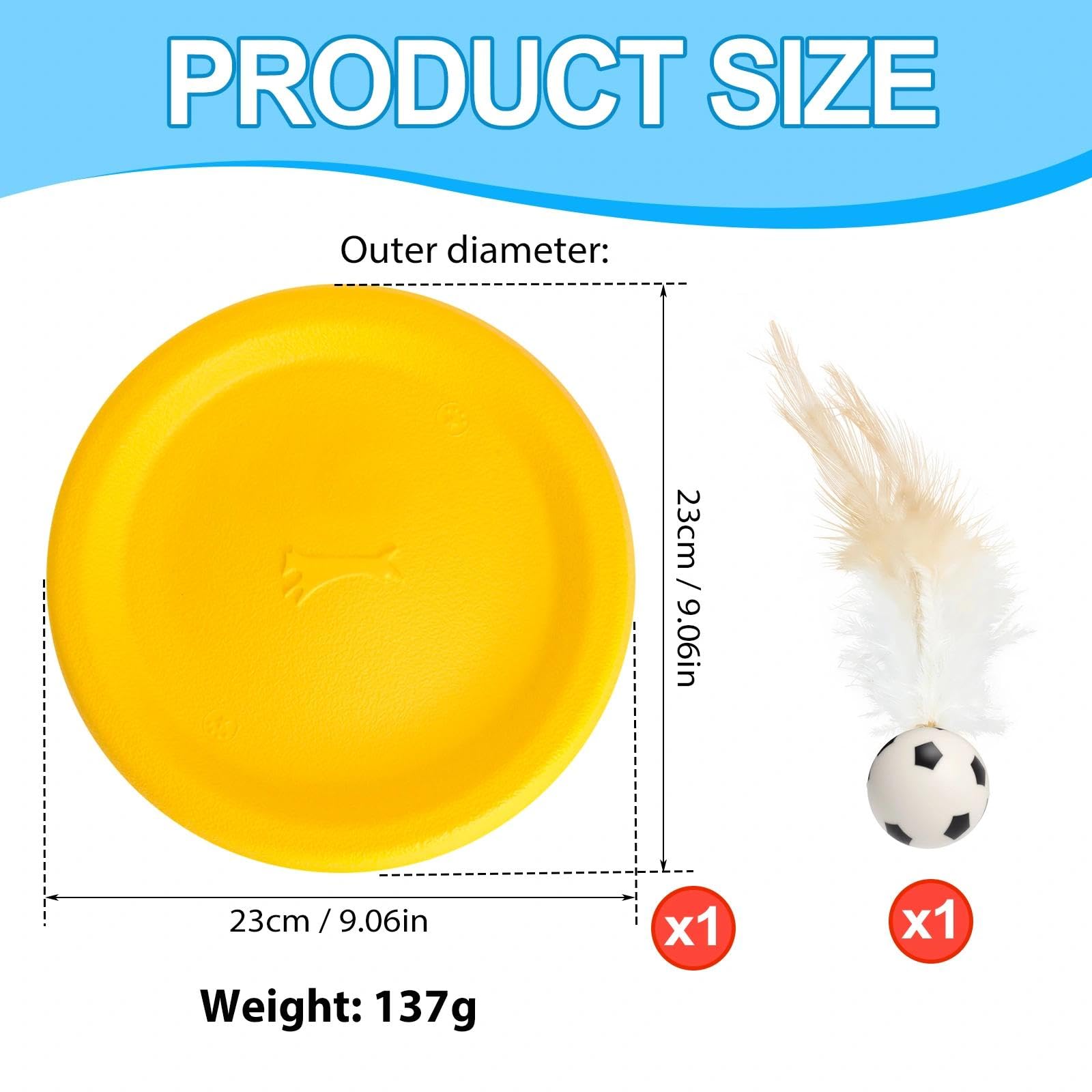 frisbee, 23 cm, frisbee, tarcza do rzucania dla psa, zabawka aportująca, lekka, wytrzymała, pływająca, odporna na ugryzienia, do treningu psów, dużych psów w parku, nad jeziorem, w ogrodzie