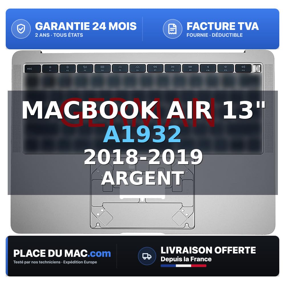 reboot - Cover Superior Tastiera Tedesca (A1932) Argento Compatibile con Mac Book Air 13 2018-2019 Compatibile per Apple - Grado A