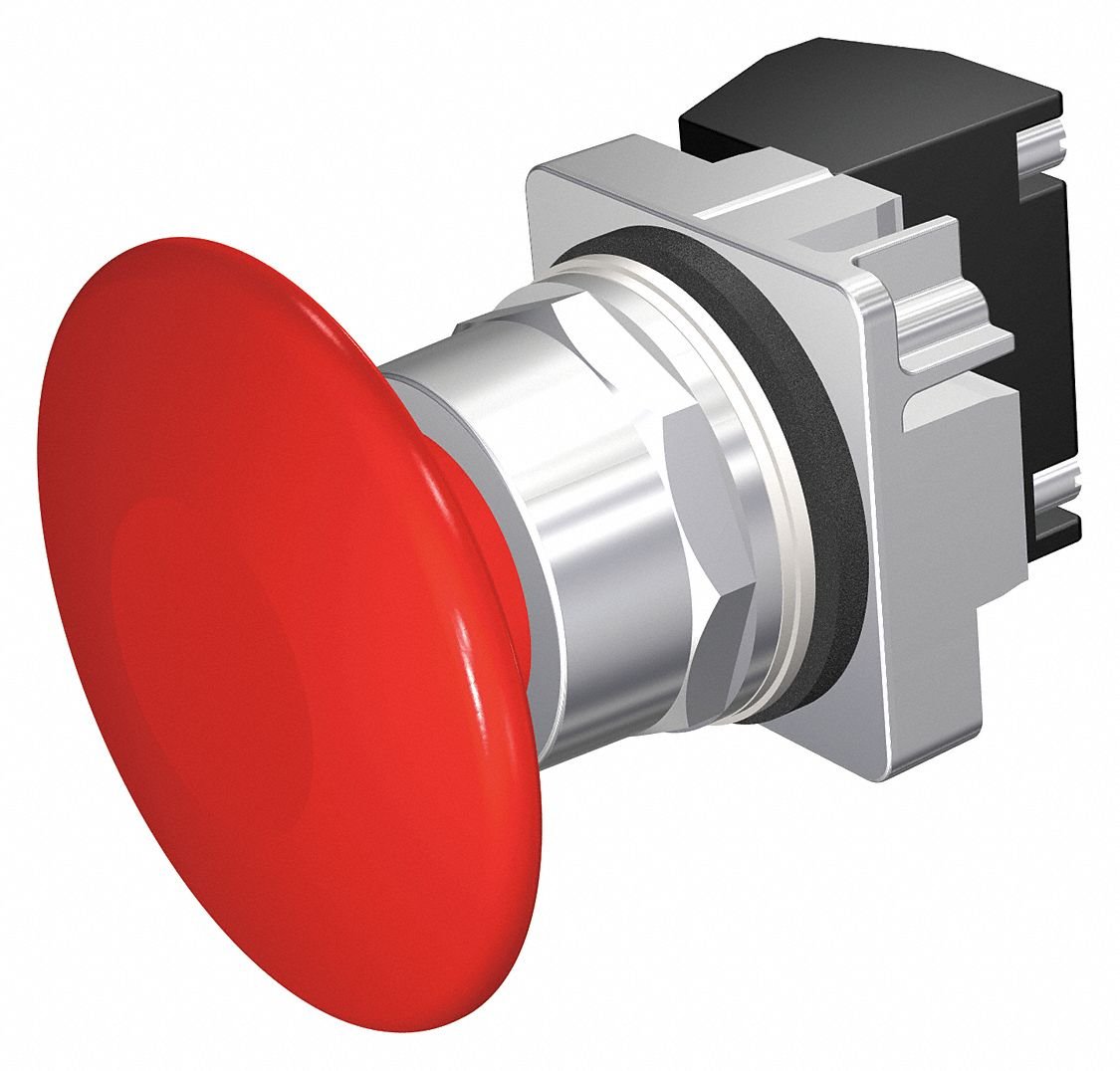 Siemens 52PM9V2J - Pulsador resistente (30 mm, cabeza de seta de plástico, momentáneo, contacto 1NC, cromado, hermético, antigoteo)