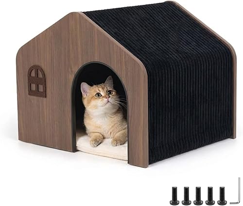 Modern Wooden Cat House Indoor — main product photo from Amazon listing (ASIN B0GKYFG53M)