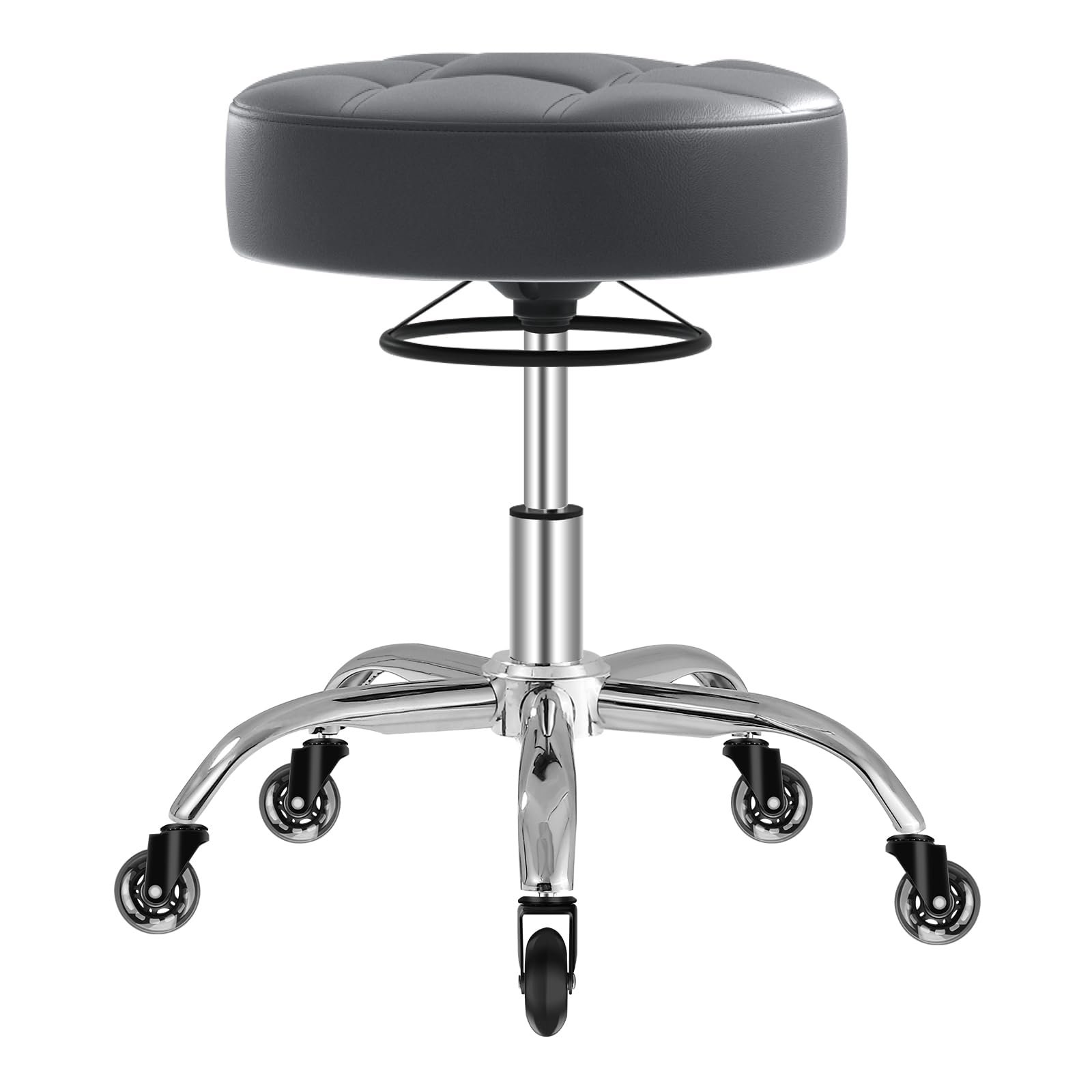 Rolling Stool Heavy Duty 400lb: Super Soft Seat Cushion,360° Swive,Height Adjustability,No Squeaky Noises,No Tip Over,New Upgraded stool Salon Stool