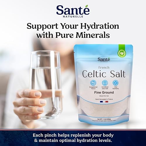 Vista 7 de Sante Naturelle Sal Marina Celta de Molienda Fina - 1.1lb (18oz) Sal Marina Francesa Sin Refinar Orgánica, Rica en 82+ Minerales, 100% Natural