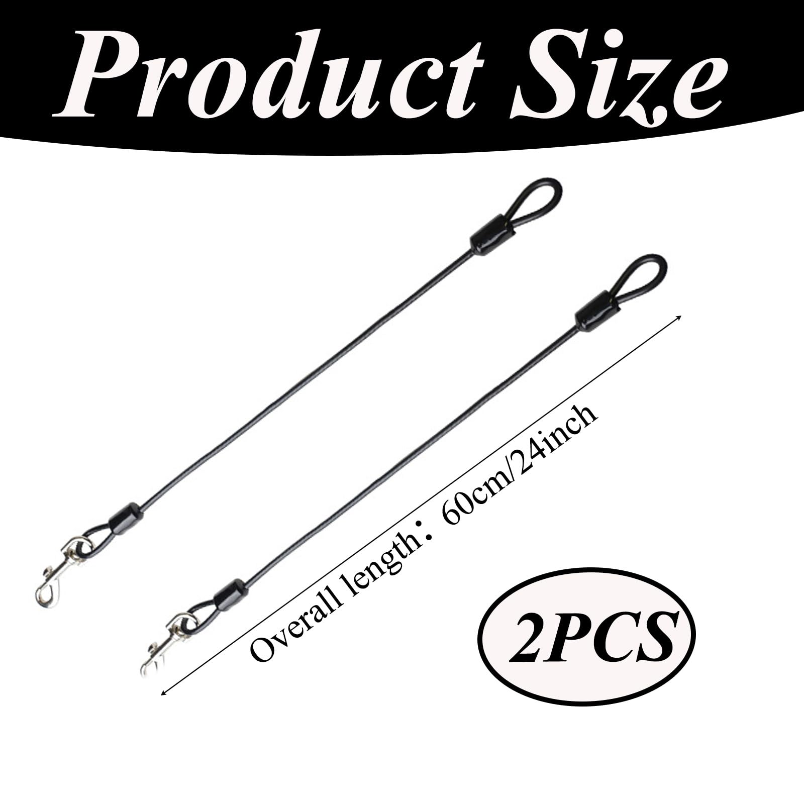 2Pcs Dog Car Harnesses,Chew Proof Dog Leash Extension Rope Safety Restraint No-Chew Tether Cable for Pet Leash Collar - Image 2