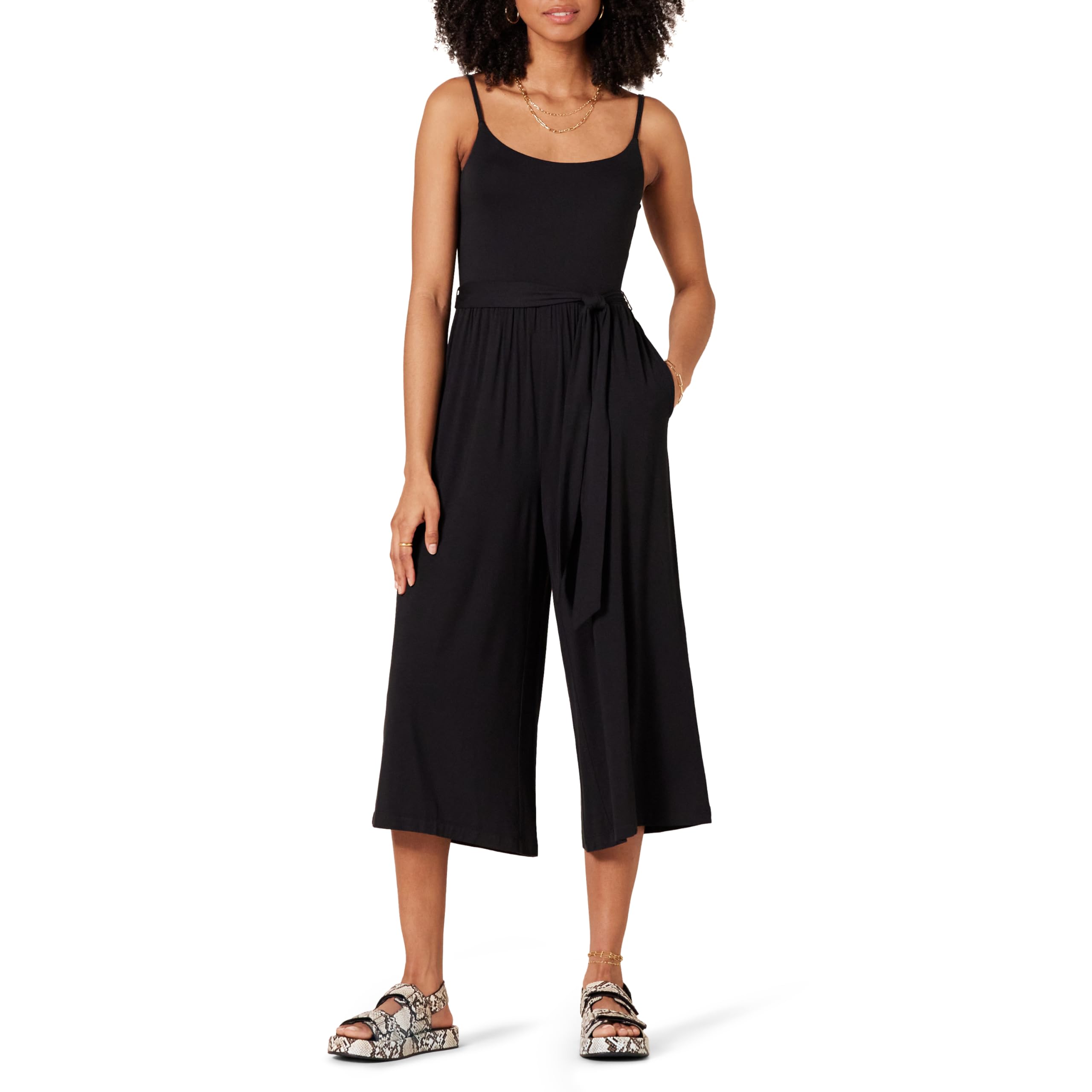 Amazon Essentials Damen Kurzer Cami-Overall aus Jersey mit Weitem Bein, 52,1cm Beininnenlänge