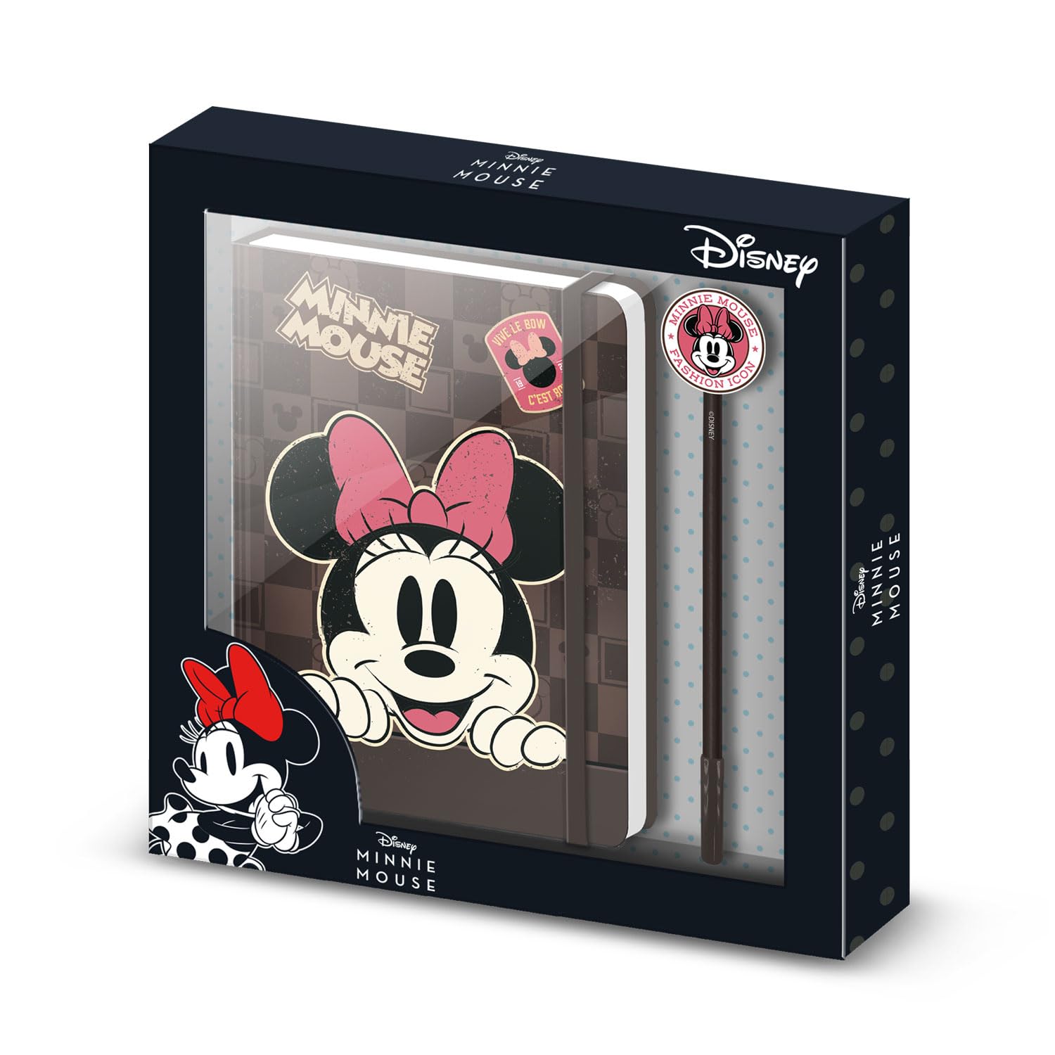 Disney Minnie Maus Journey-Geschenkbox mit Tagebuch und Fashion Kugelschreiber, Braun