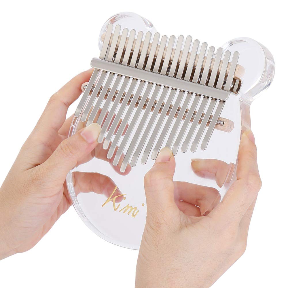 Kalimba 17 Tasten Acryl Daumenklavier mit Tuner Hammer Gig Bag Transparent Katze für Anfänger