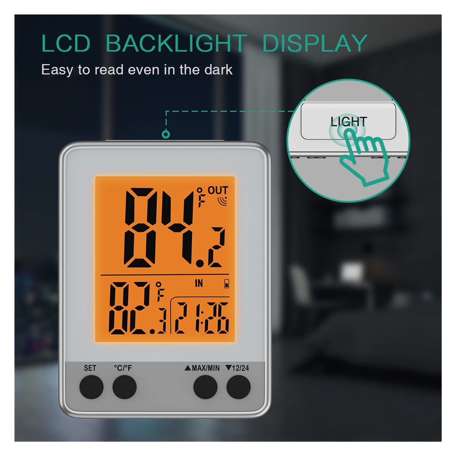 Termómetros para piscinas Termómetro digital al aire libre Sensor inalámbrico Monitor de temperatura interior Lcd Relojes de mesa de escritorio para piscinas interiores y exteriores, spas y jacuzzis