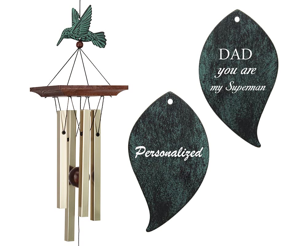 ASTARIN Personalized Wind Chimes for Father, Grandfather, Small Wind Chimes Outdoor, Hummingbird Wind Chime, Father's Day, Birthday Gift from Daughter, Son