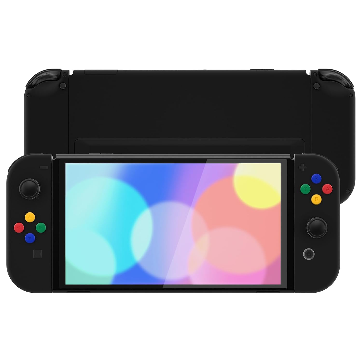 eXtremeRate DIY Full Set Shell Buttons for Nintendo Switch OLED, Black Replacement Back Plate & Kickstand, Custom Housing for Nintendo Switch OLED JoyCon Controller -Controller Not Included