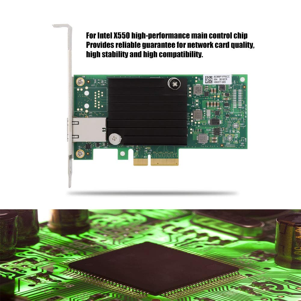 ASHATA Scheda di Rete Gigabit PCIE per X550-T1- Porte RJ45 Singole, Adattatore di Rete convergente Ethernet PCI Express 3.0 x8 da 10 GbE, 100 MB/1 GbE/5 GbE/10 GbE per Computer