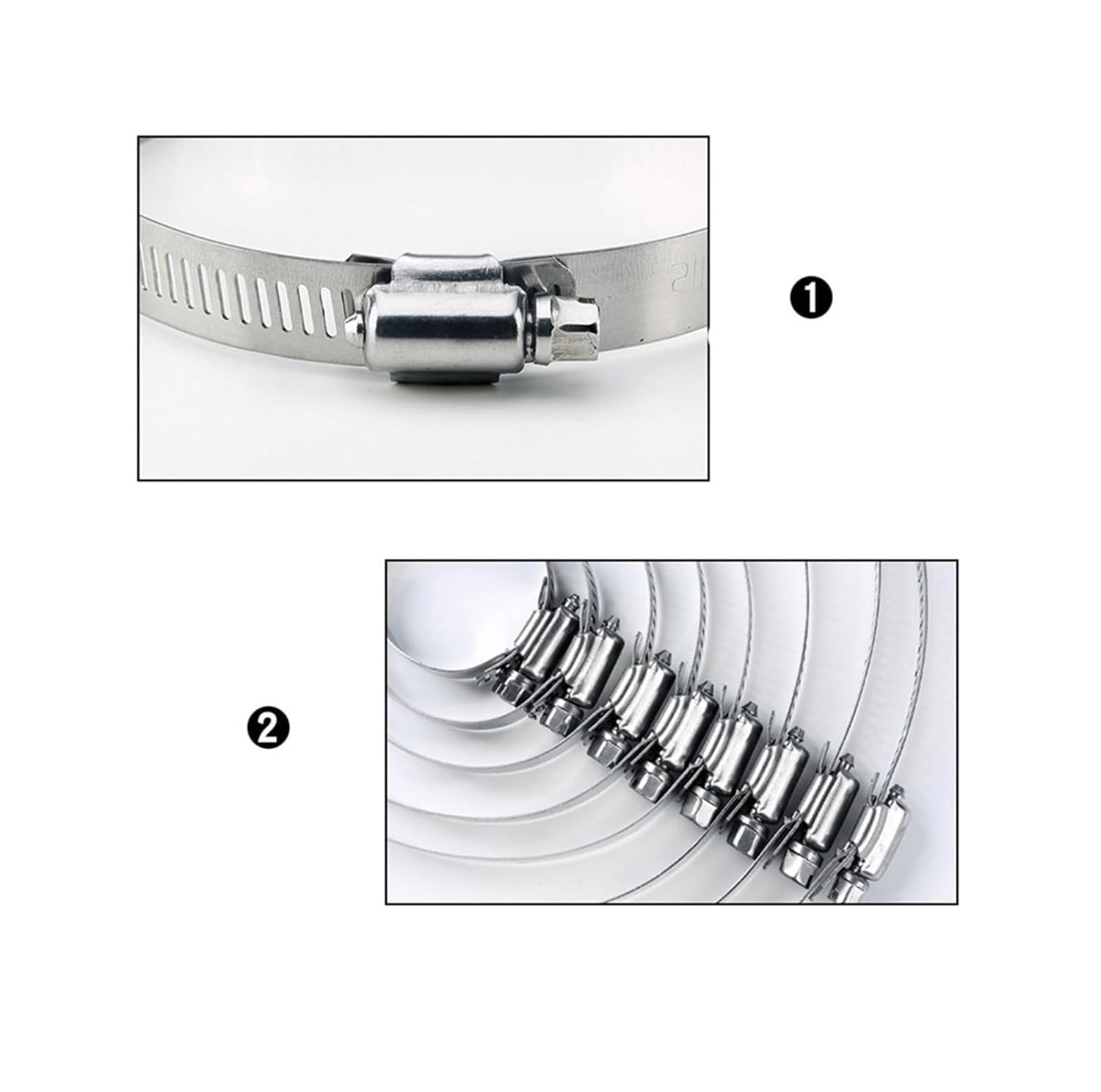 60pcs Stainless Steel Adjustable Drive Hose Clamp Fuel Line Worm Size Clip Hoop Hose Clamp