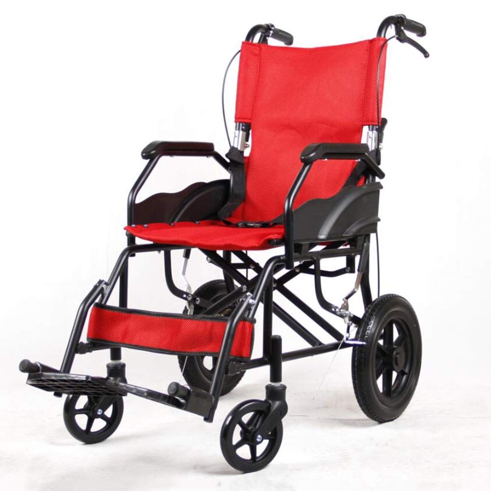 SXSLTSA Portable Light Portable Wheelchair Self-Propelled Mobile Transport Wheelchair, Collapsible Aluminum Alloy Small Transport Portable Wheelchair Self-Propelled Mobile Transport Wheelchair (Red)