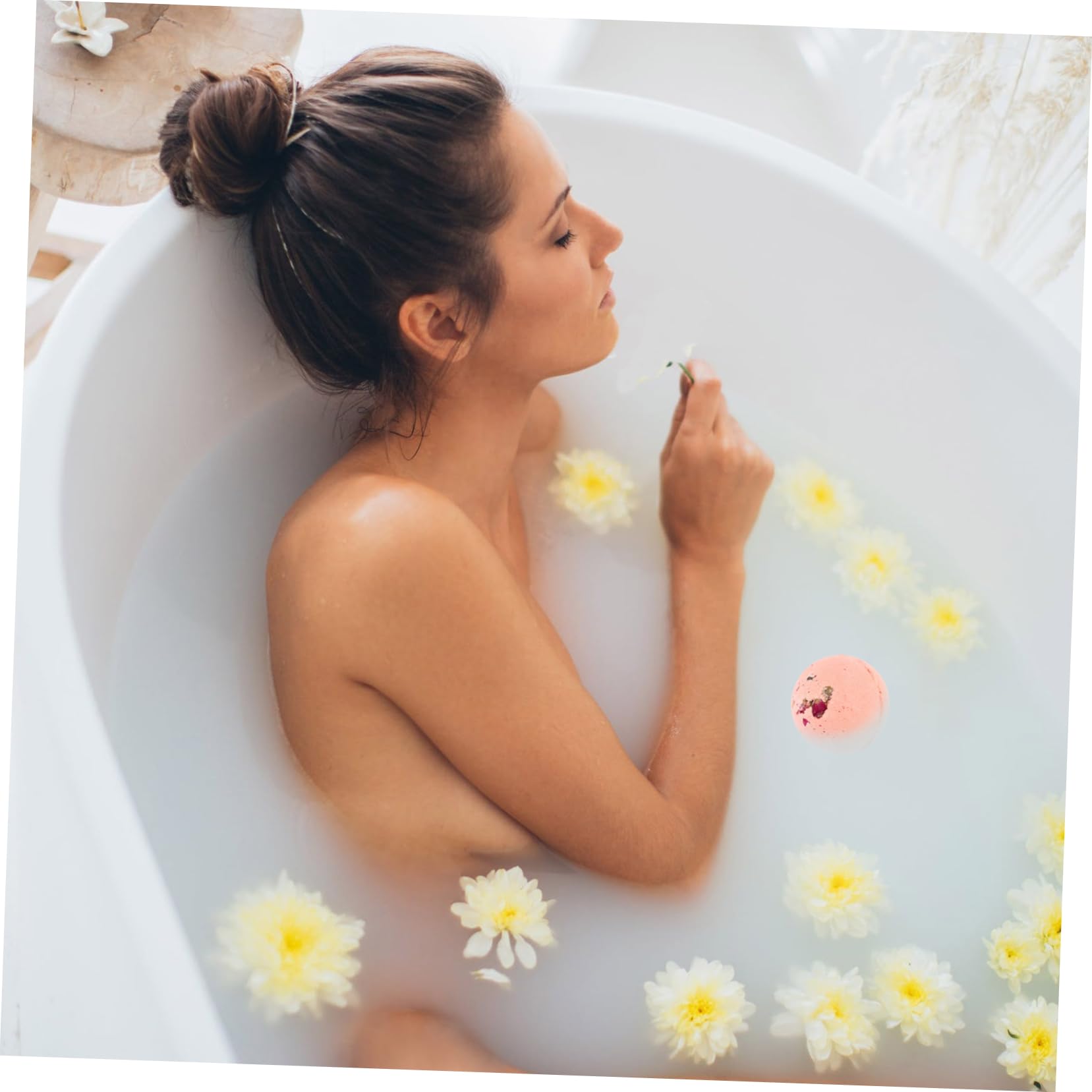 Baluue Bath Salt Rose Scented Balls for Relaxation Ingredients Non-staining for Home or On-The-go