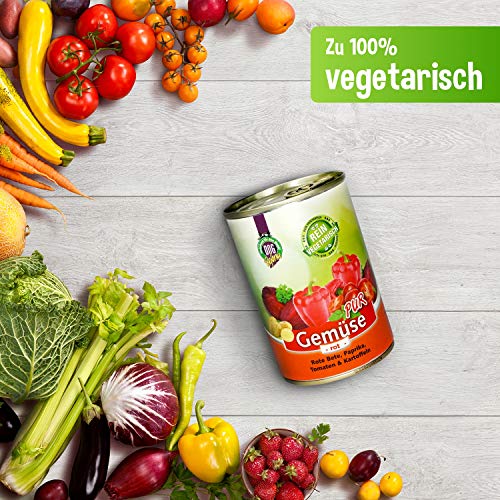 Schecker Hundefutter - 100% Gemüse PUR - rot - Nassfutter für Hunde - 12 x 410 g - getreidefrei - kalorienarm - Diätfutter - BARFen
