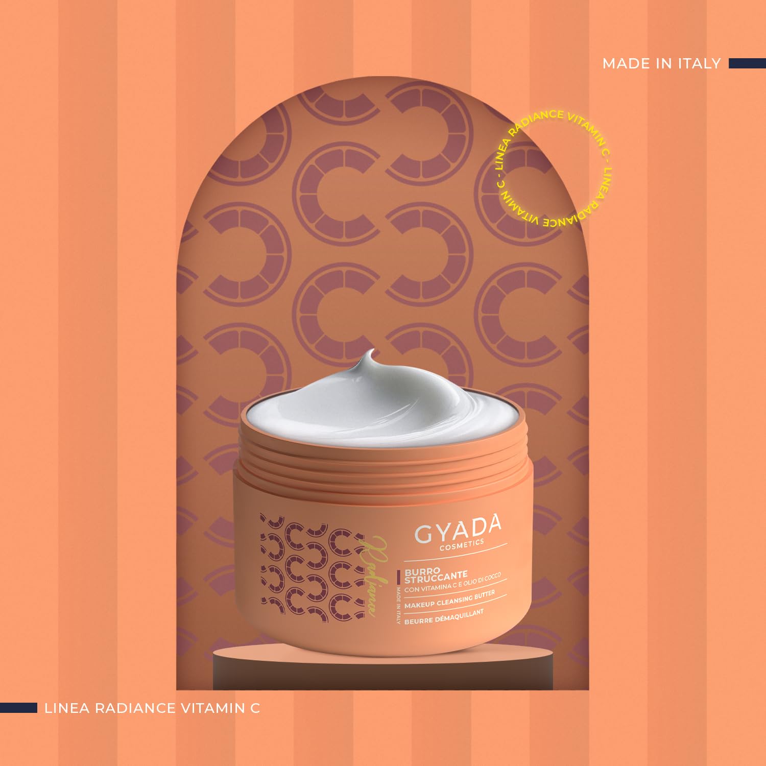 Gyada Cosmetics, Radiance Burro Struccante, Nuova Formula, Rimuove Anche il Make-up Waterproof, Non Unge, Texture Fondente, Con Vitamina C e Olio di Cocco, 200 ml